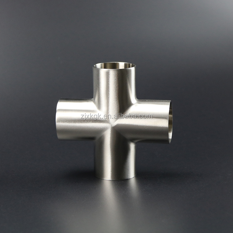 Top quality sanitary stainless steel SS304/316L pipe fitting butt weld 4 way cross connector