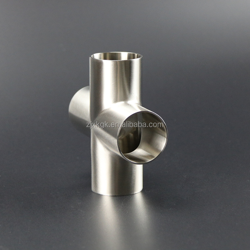 Top quality sanitary stainless steel SS304/316L pipe fitting butt weld 4 way cross connector