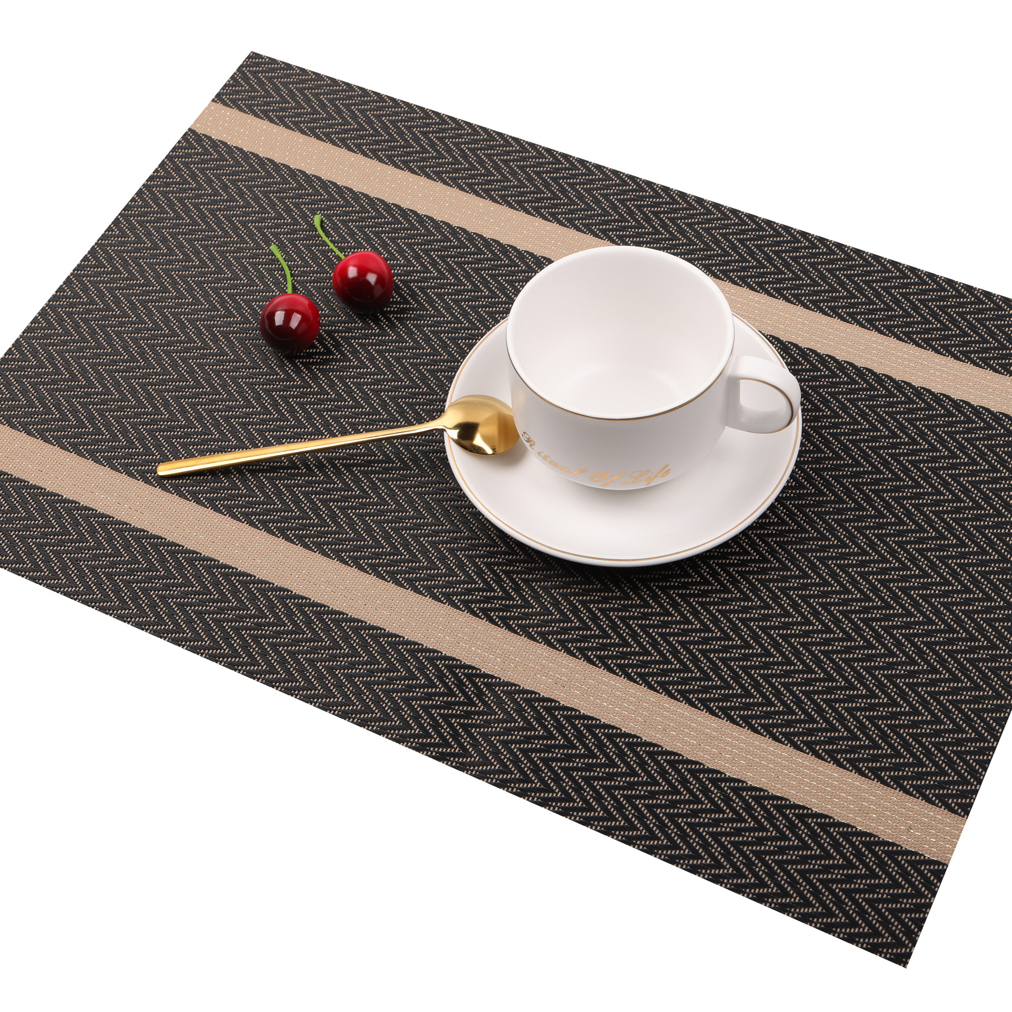 STARUNK Nordic PVC Placemats Eco-friendly Washable Hotel Mats Heat Resistant Dining Table Mat with Metallic Lace