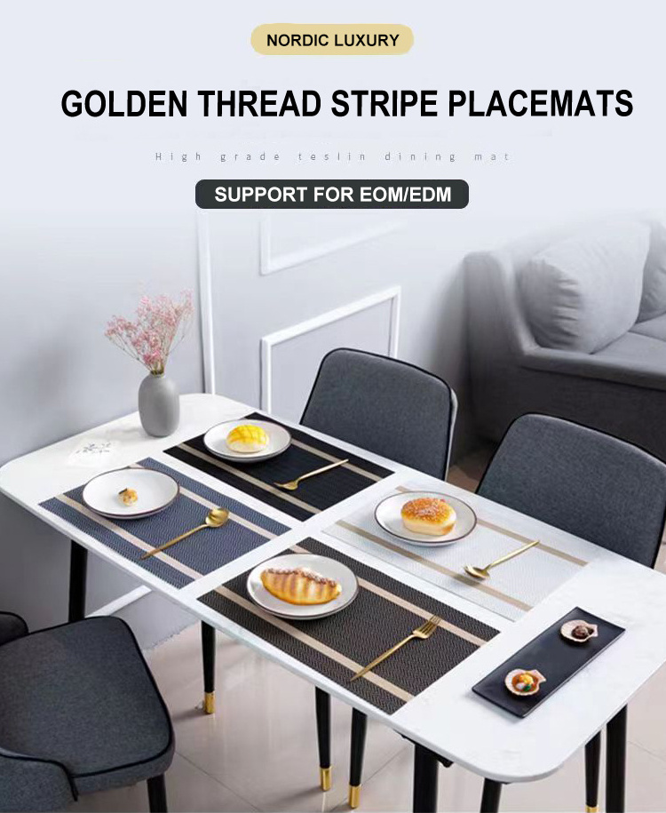 STARUNK Wholesale Plates Mats PVC Gold Thread Placemat Table Mat Dining Plastic  Placemat For Restaurant Luxury 2023 New