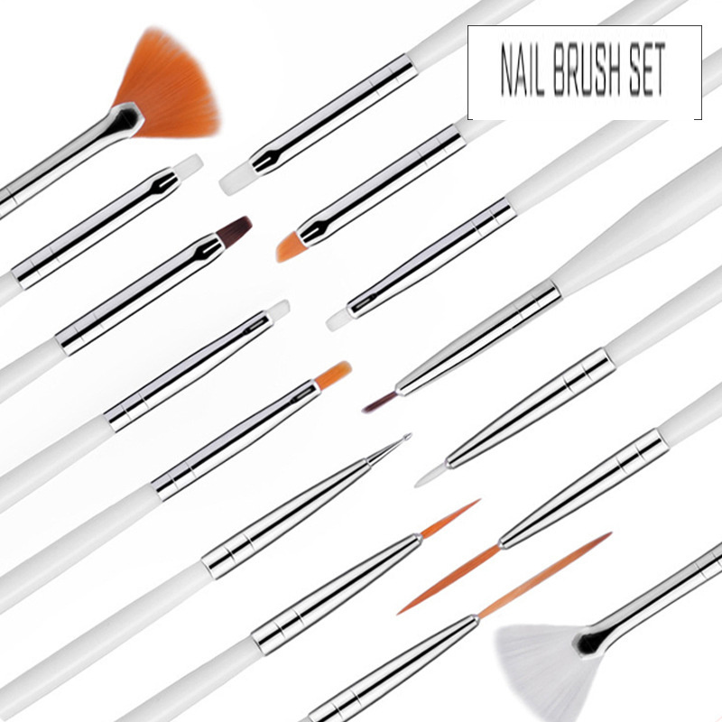 Wholesale Professional Nail Gel Glue Polish Brushes Aluminum Handle Nail Brushes Set