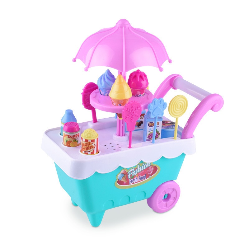 Ice Cream Toys Candy Carts Play Set 16 Piece Pretend Play Food Educational Trolley Truck  Gift For Girls & Boys Ages 2 3 4