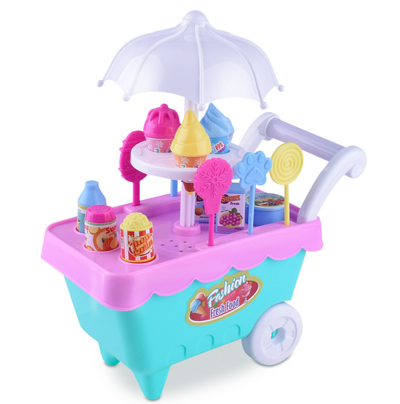 Ice Cream Toys Candy Carts Play Set 16 Piece Pretend Play Food Educational Trolley Truck  Gift For Girls & Boys Ages 2 3 4