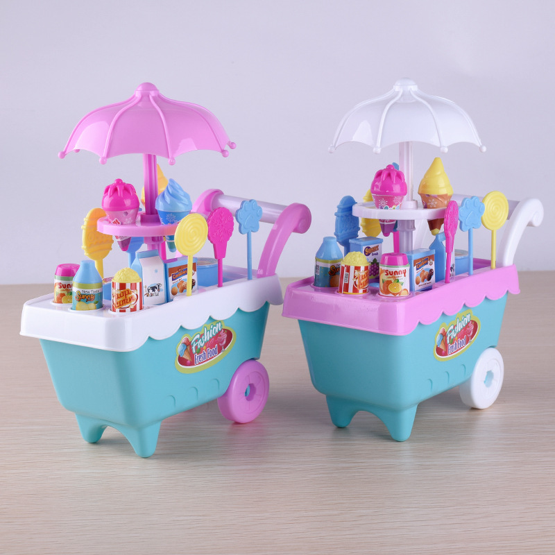 Ice Cream Toys Candy Carts Play Set 16 Piece Pretend Play Food Educational Trolley Truck  Gift For Girls & Boys Ages 2 3 4