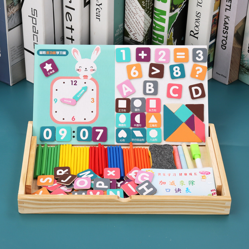 Wooden Children Foldable Double Magnetic Boards Kids Art Easel Creative Puzzle Letters Numbers Table Top Magnetic Board for Kids