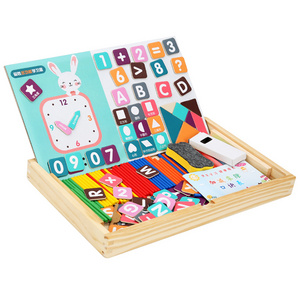 Wooden Children Foldable Double Magnetic Boards Kids Art Easel Creative Puzzle Letters Numbers Table Top Magnetic Board for Kids