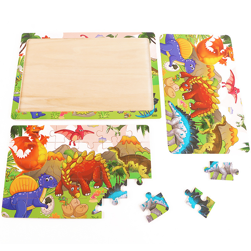 New Arrival 30 Pieces Wooden Jigsaw Puzzle Board Toddler Learning Montessori Animal Travel Set Game Toys For Kids Boys And Girls