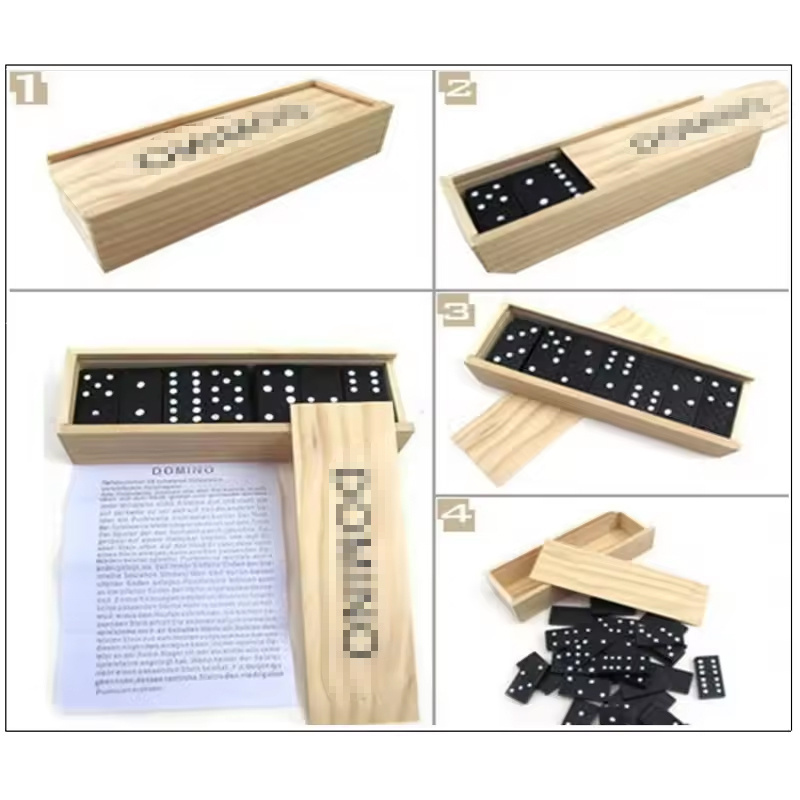 Wooden Kids Toy Dominoes Blocks Set Stacking Toys Blocks Dominoes Board Games Playing Game Science Teaching Toys for Children