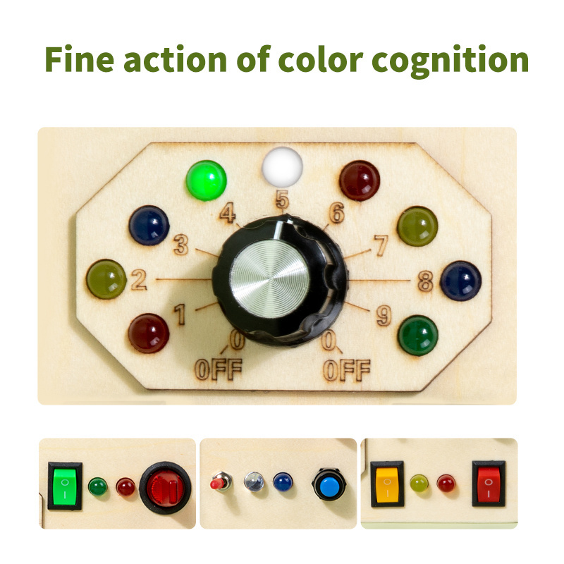 Montessori Busy Board Wooden Sensory Toy with LED Light Toggle Switch For Autistic Children Early Learning Fidget Gift Toddlers