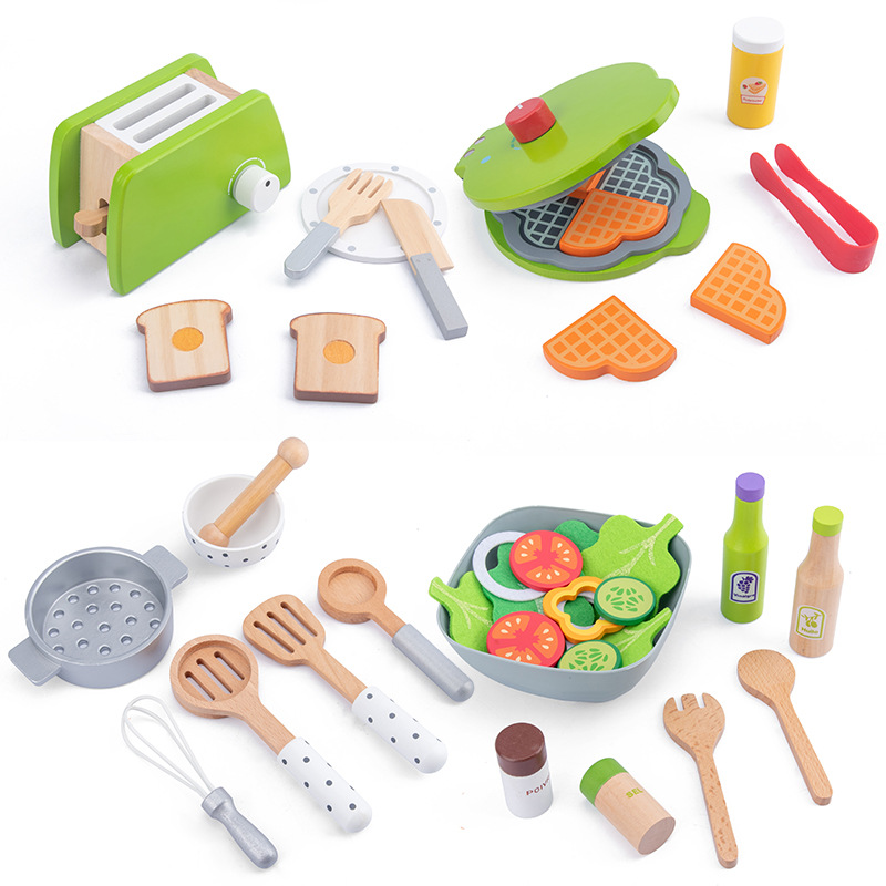 DIY Wooden Kitchen Toys Pretend Play Simulation Model Set Cutting Fruit Vegetable Educational Wooden Toys For Child Gifts