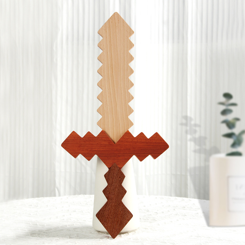 Natural color beech wood Varnish waterproofing wood sword Wholesale directly sale wooden toy swords educational toys CPC CE