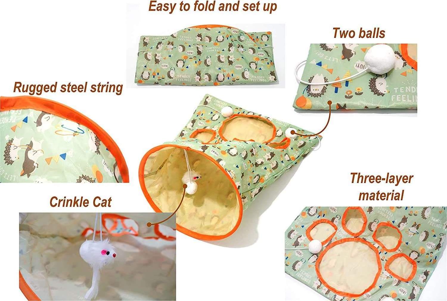 Ins Creative Ring Paper Foldable Cat Tunnel Bag Pet Supplies Pet Cat Play Tunnel Toy For Cat Fun