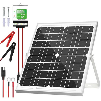 Solar Panel Kit 20W 12V Solar Battery Trickle Charger Maintainer Upgrade Controller Adjustable Mount Bracket for Boat Car RV Mot