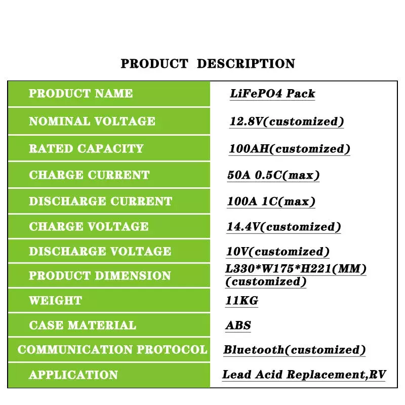 Hot Sale Long-Lasting 12.8V 100AH 1280Wh Lithium-ion Battery Pack Lithium Battery