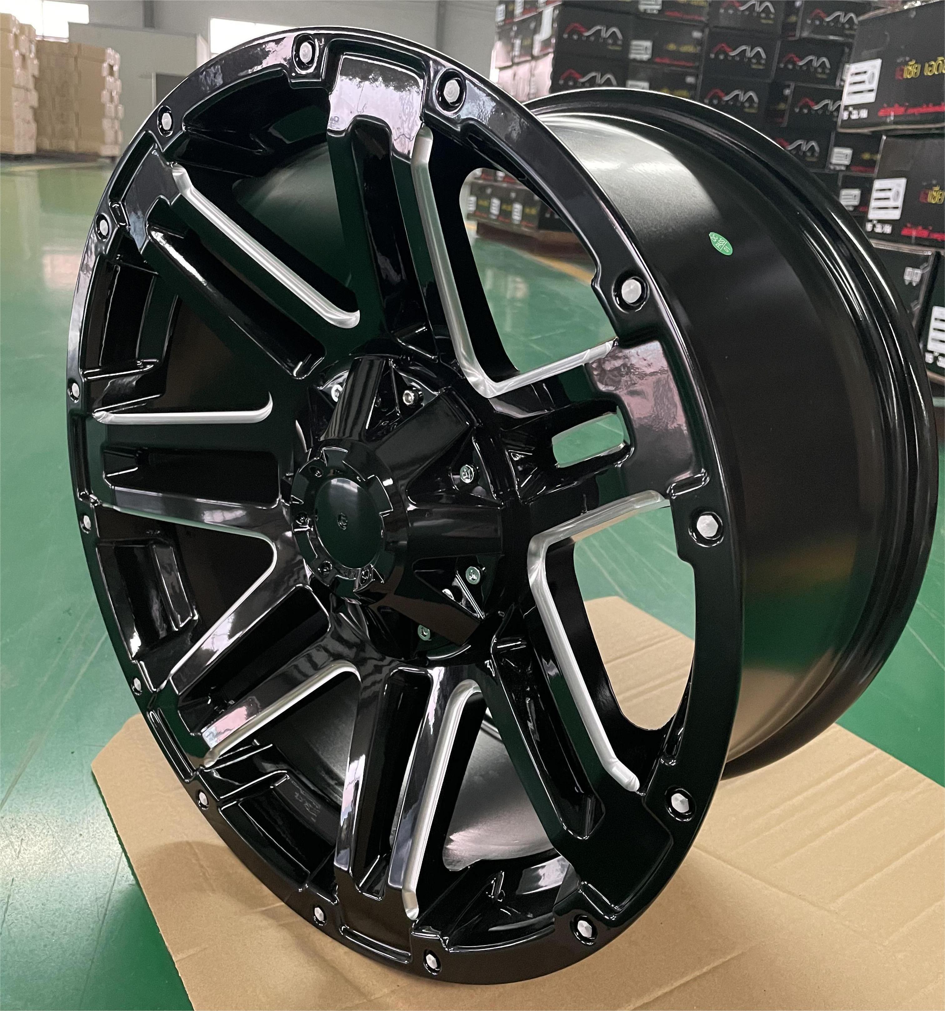 Off-road 16*8.0 18*9.0 PCD 5*127 6*139.7 ET 5 12 Matt Black Paint Milling Spoke Cast Passenger Car Wheel Rim