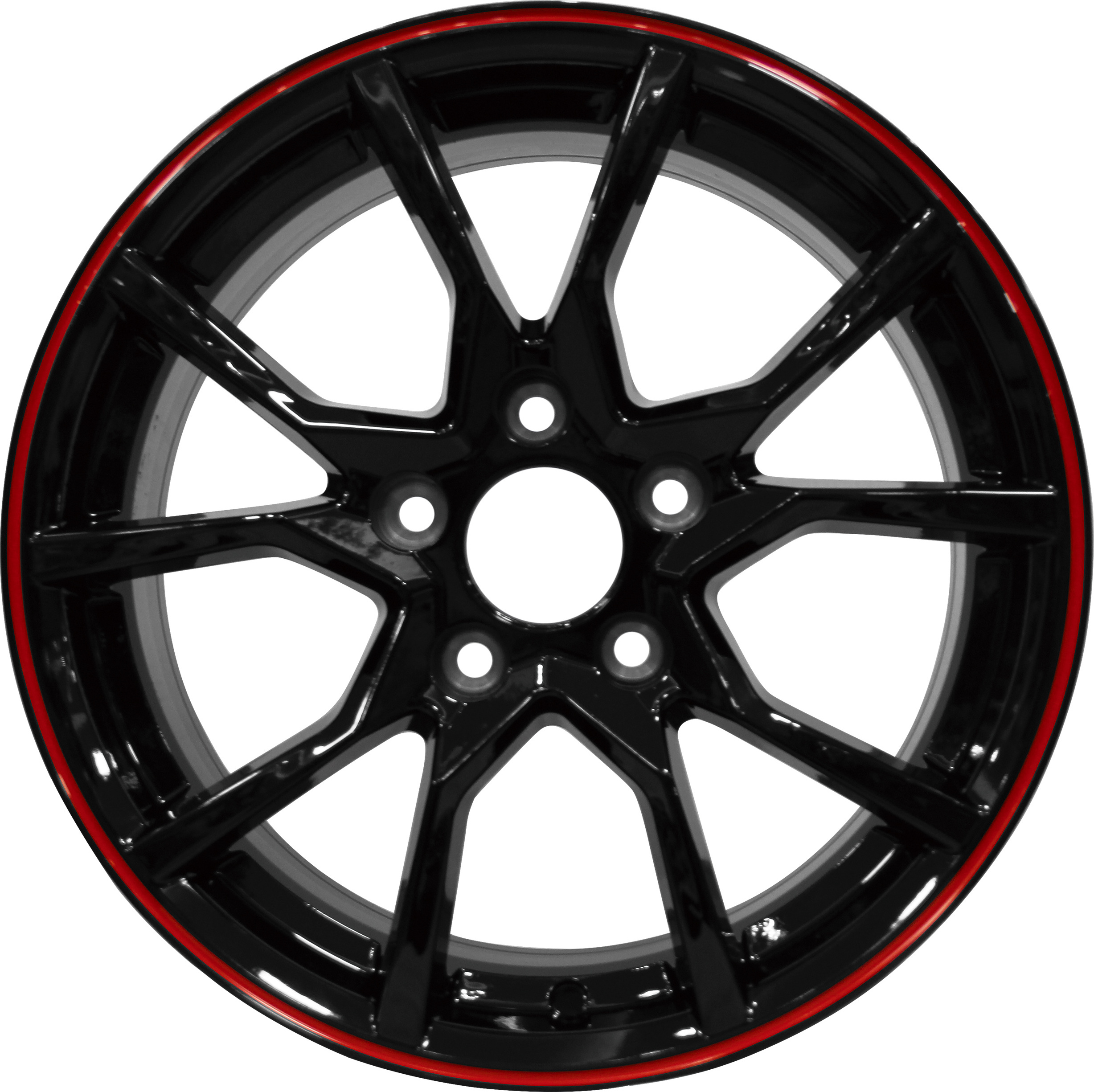 On Sale 15 16 Inch 4 5 Hole Black Full Paint Red Line Dark Gun Cast Passenger Car Wheel Rims