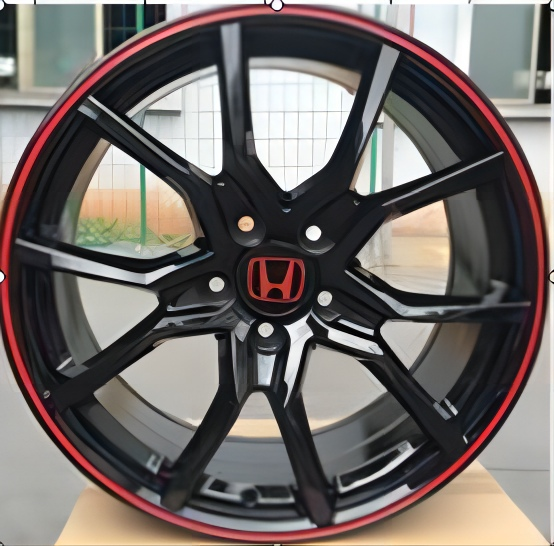 On Sale 15 16 Inch 4 5 Hole Black Full Paint Red Line Dark Gun Cast Passenger Car Wheel Rims