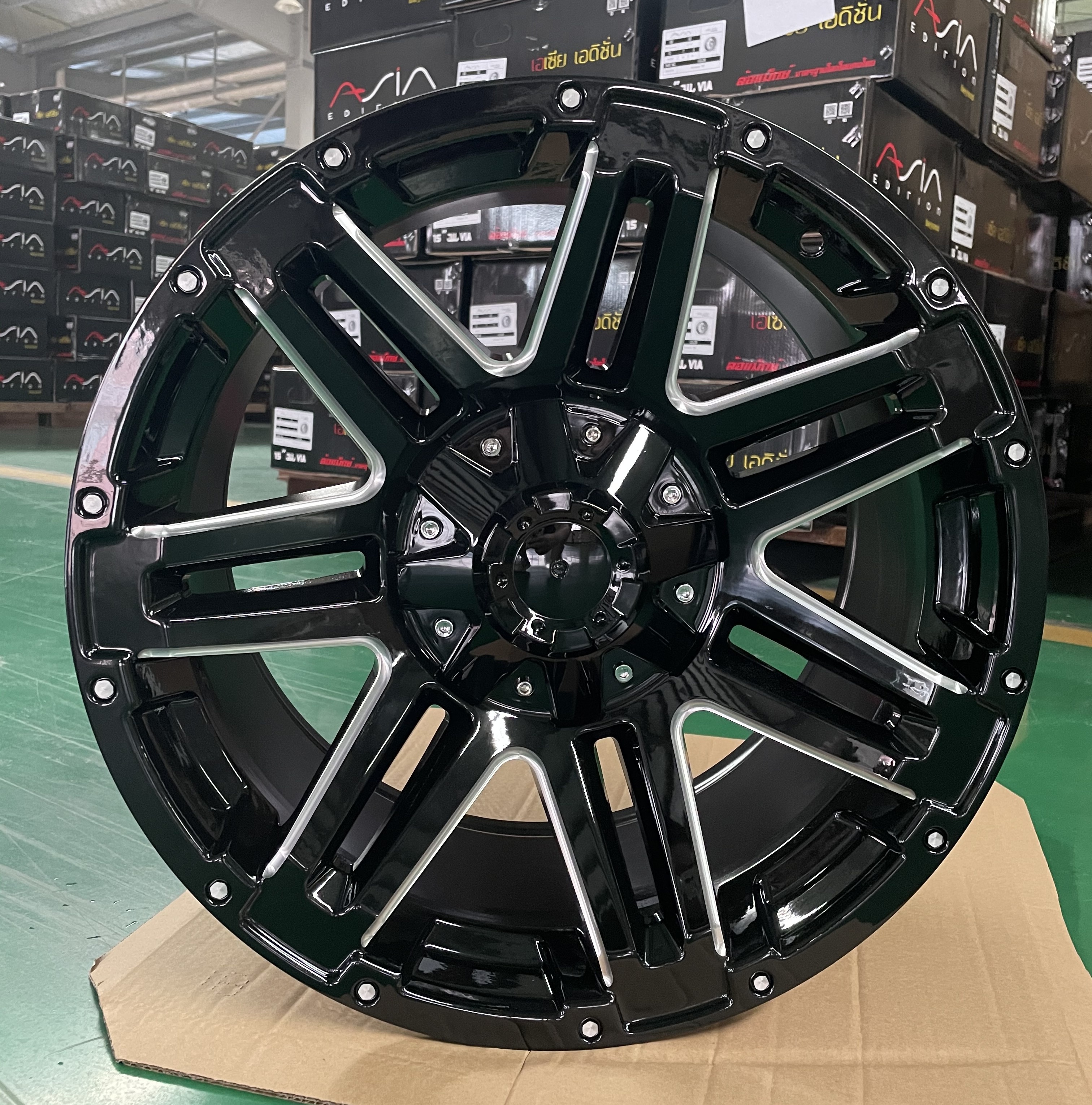 Off-road 16*8.0 18*9.0 PCD 5*127 6*139.7 ET 5 12 Matt Black Paint Milling Spoke Cast Passenger Car Wheel Rim