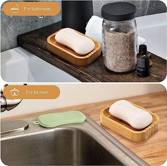 Eco Friendly Bamboo Drain Anti-mildew Draining Sanitary Bamboo Box  Soap Dish Wooden Soap Dish Holder