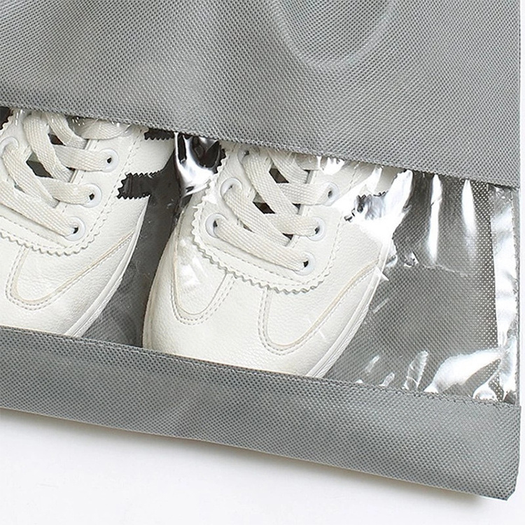 Customized Color Transparent Dust Travel Non-woven Drawstring Shoe Storage bag