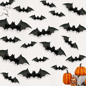 Yalong Custom DIY Halloween Party Supplies 3D PVC Silk Screen Printing Reusable Decorative Scary Bats Decal Wall Sticker