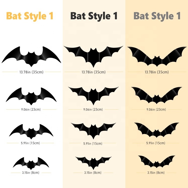 Yalong Custom DIY Halloween Party Supplies 3D PVC Silk Screen Printing Reusable Decorative Scary Bats Decal Wall Sticker