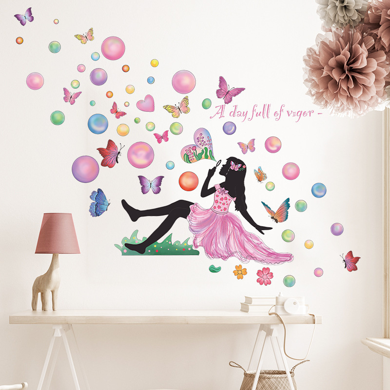 Custom Cartoon Printing Girls Fairy Decal Vinyl Large Waterproof Wall Sticker For Home Decoration