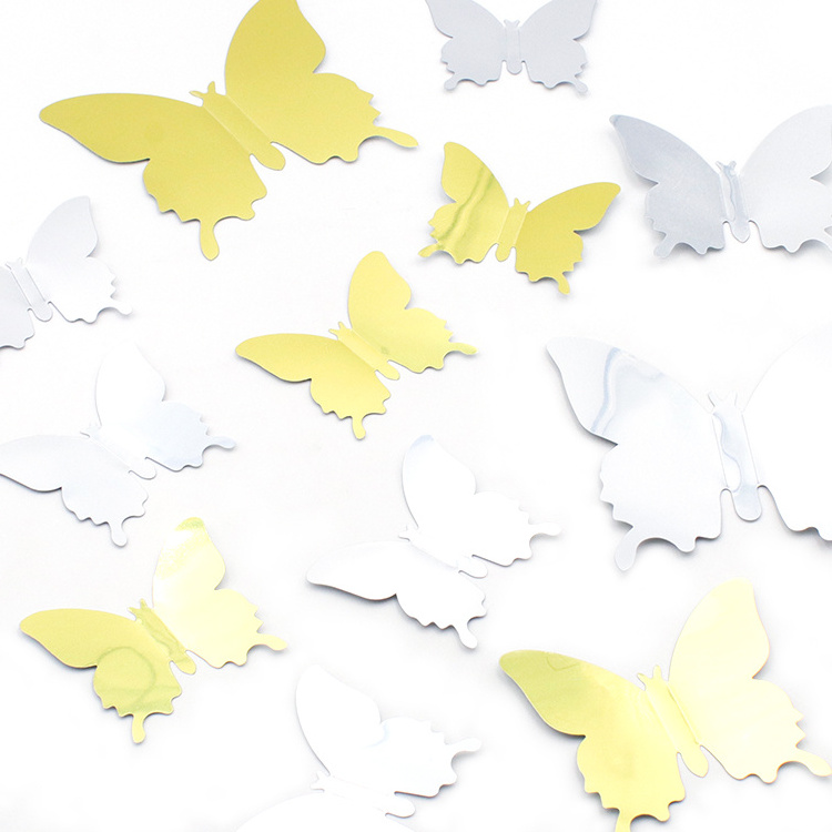 3d Golden Butterfly Mirror Wall Sticker Sticker Wall 2023 New