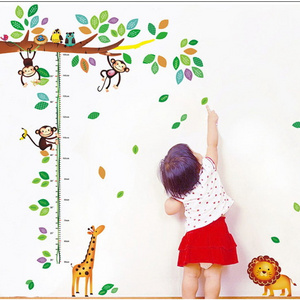 Height Stickers Children's Room Pvc Animal Kids Height Rule Growth Chart Wall Stickers For Home Decoration