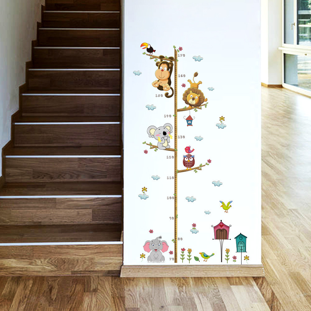 Height Stickers Children's Room Pvc Animal Kids Height Rule Growth Chart Wall Stickers For Home Decoration