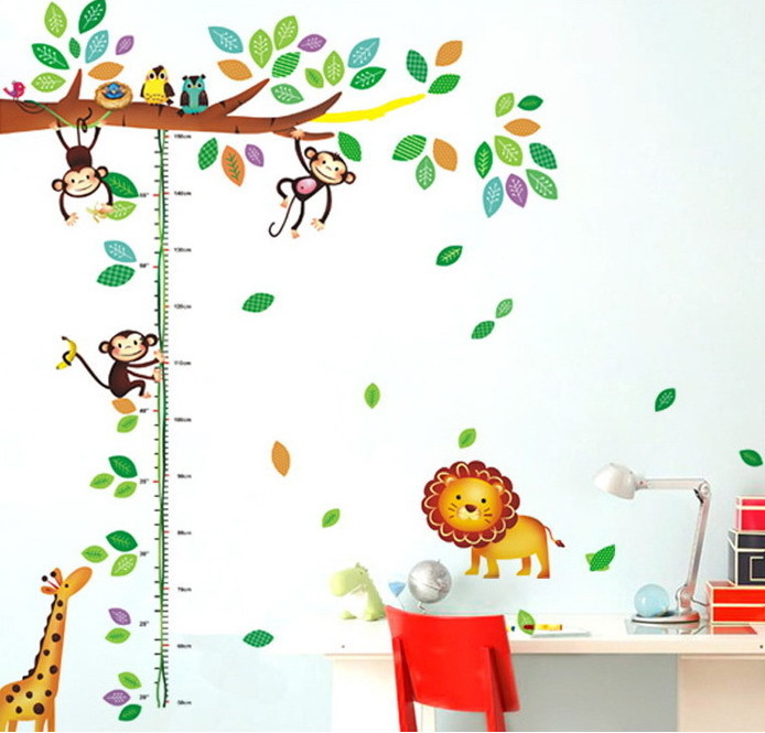 Height Stickers Children's Room Pvc Animal Kids Height Rule Growth Chart Wall Stickers For Home Decoration