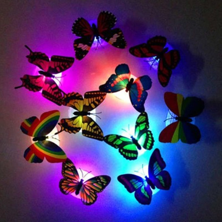 Kids Rooms Adhesive Led Glowing Home Decorative 3d Butterfly Wall Stickers For Party