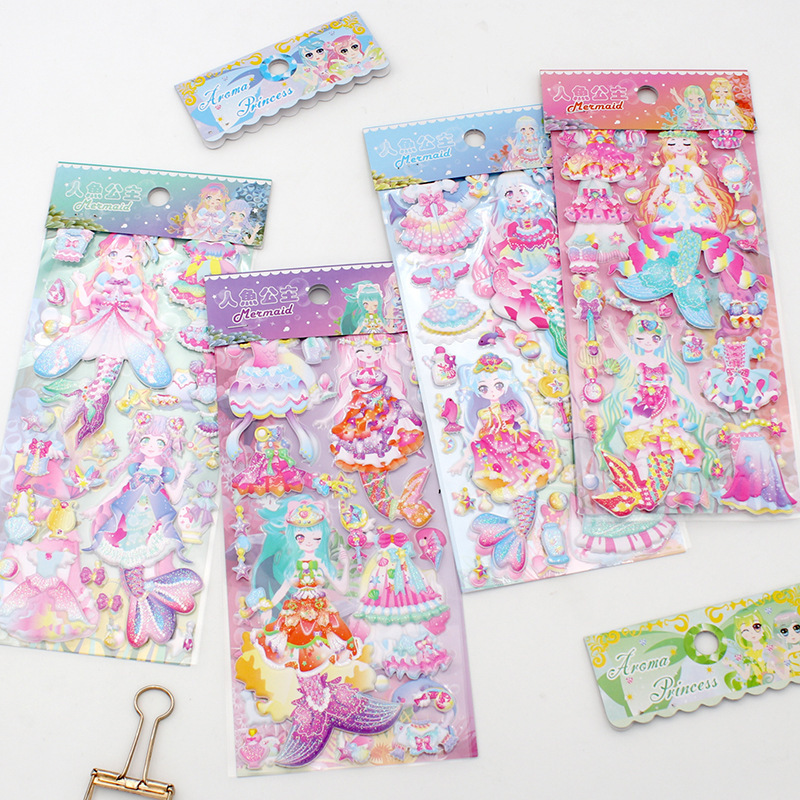 Custom Printing Dress up Princess Girly Puffy Stickers Decal 3D Kawaii Aesthetic  Cartoon Foam Stickers