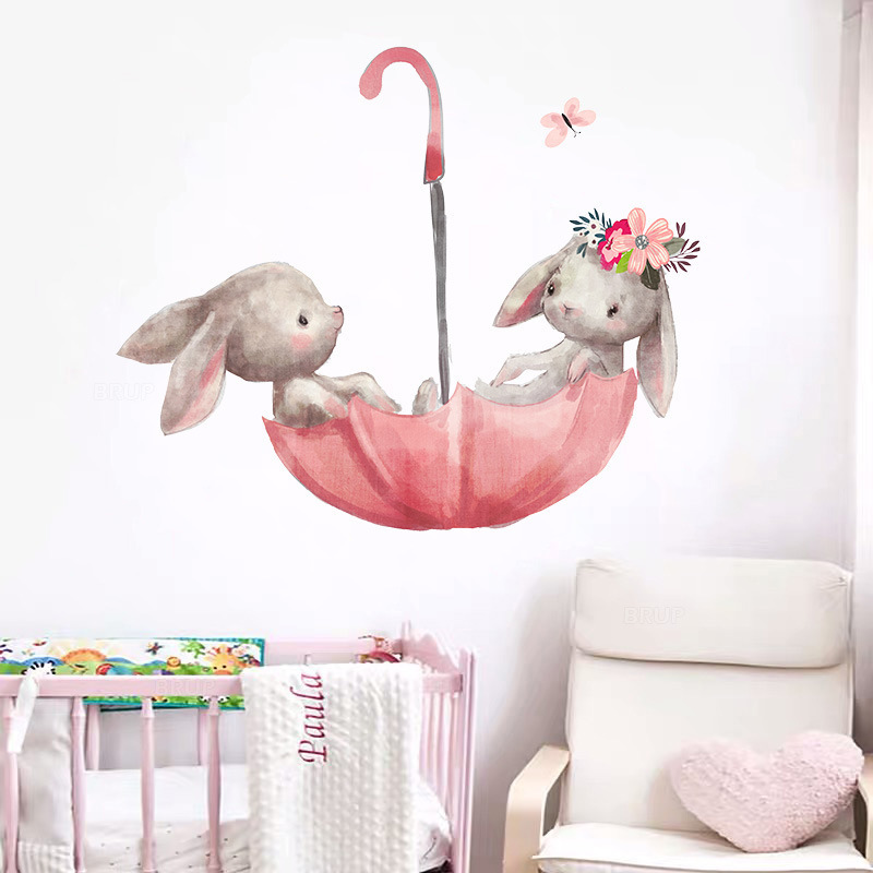 Special hot selling home decoration adhesive rabbit wall sticker for kids children nursery school decor wall decals