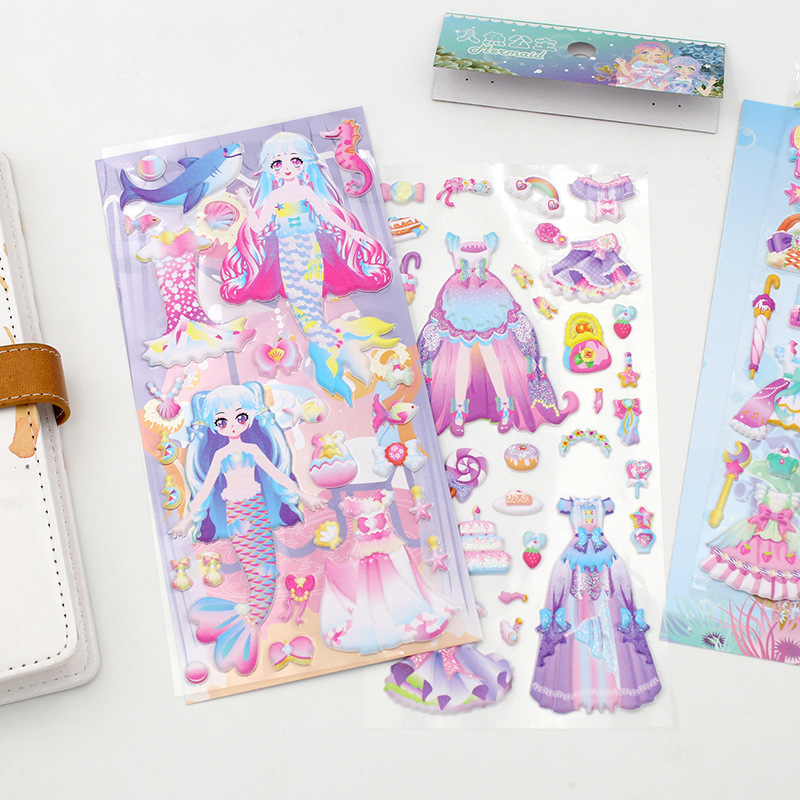 Custom Printing Dress up Princess Girly Puffy Stickers Decal 3D Kawaii Aesthetic  Cartoon Foam Stickers