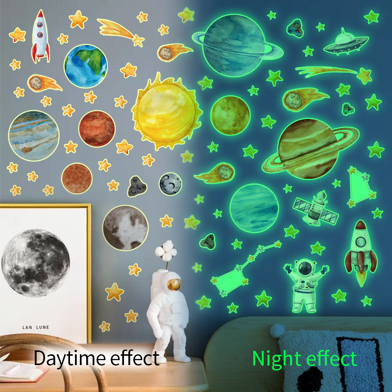 Pvc Wall Stickers For Kids Room Night Luminous Stars/Moon Decoration 3d Wall Sticker