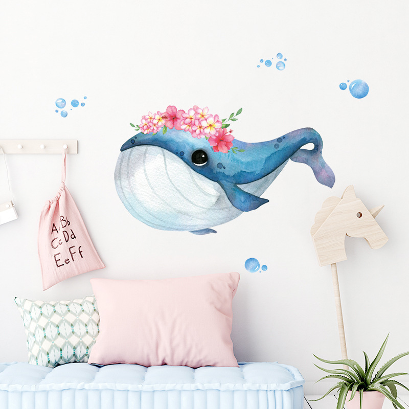 China factory wholesale home decoration adhesive whale wall sticker for kids children nursery school decor wall decals