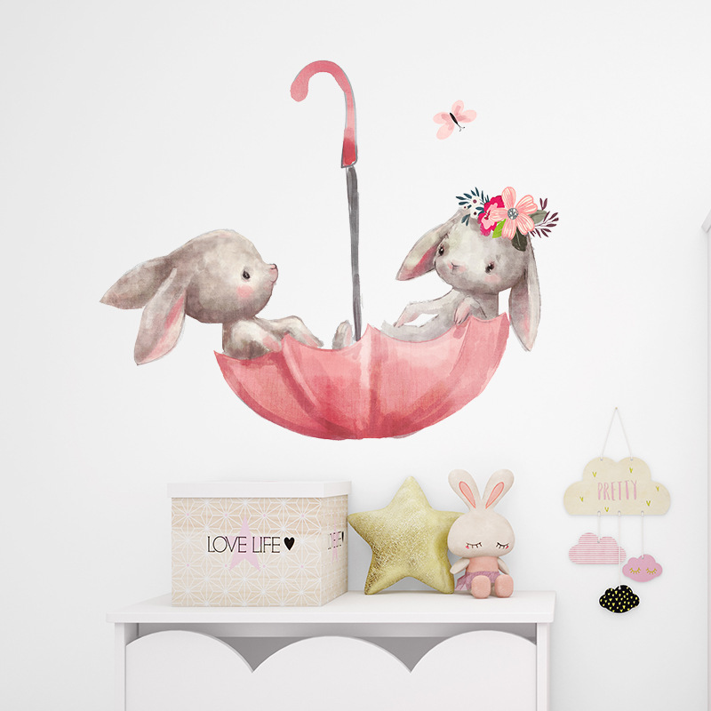 Special hot selling home decoration adhesive rabbit wall sticker for kids children nursery school decor wall decals