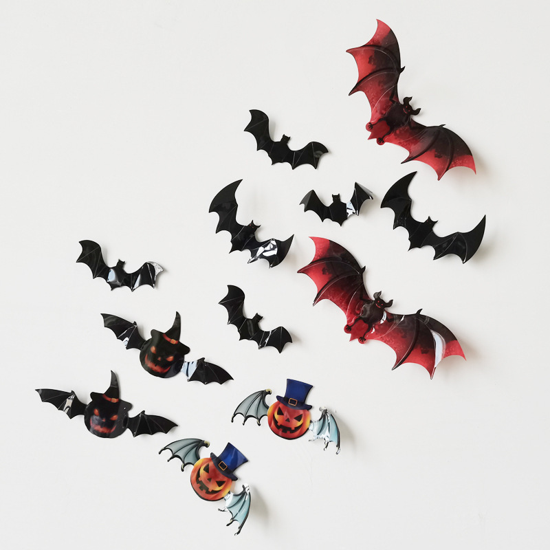 Halloween Decorations PVC Spooky Pumpkin Bats Plastic Wall/window/room/party 3d Sticker