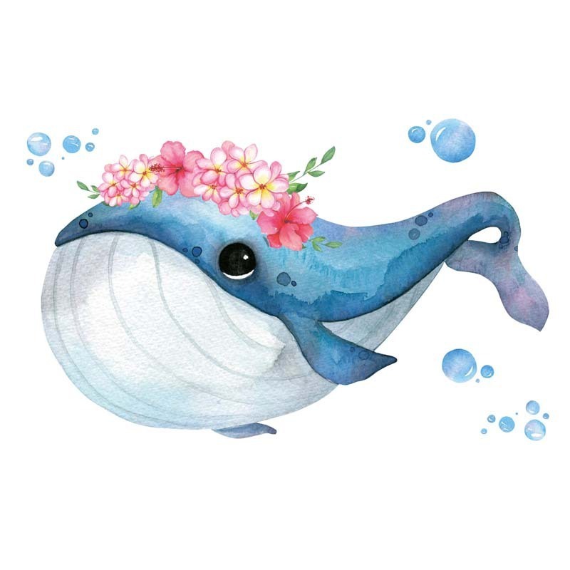 China factory wholesale home decoration adhesive whale wall sticker for kids children nursery school decor wall decals