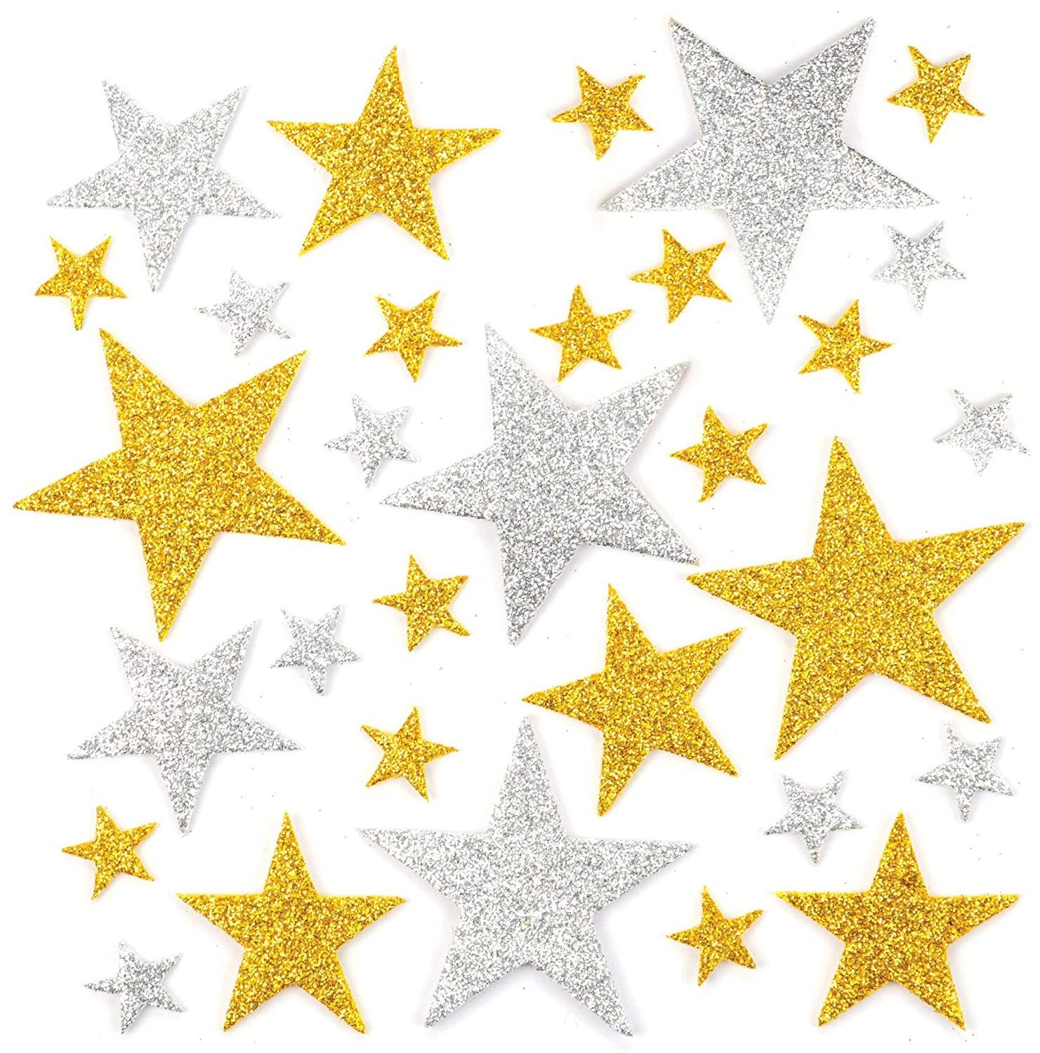 Gold and Sliver EVA Foam Sticker Bling Bling Glitter Star Decorative Sticker