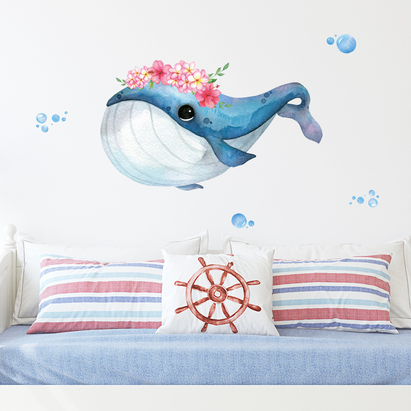 China factory wholesale home decoration adhesive whale wall sticker for kids children nursery school decor wall decals