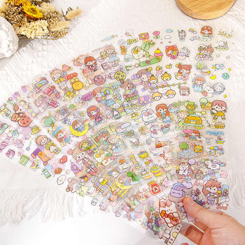 Eco Friendly Kids Like Pet Cartoon Custom Die Cut Printing cute Girl Decorative stickers For Gift