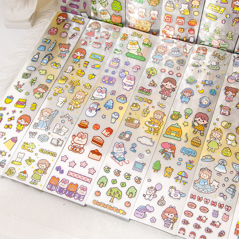 Eco Friendly Kids Like Pet Cartoon Custom Die Cut Printing cute Girl Decorative stickers For Gift