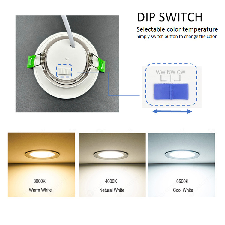 CCT Selectable spotlights adjustable led recessed downlight led spotlight