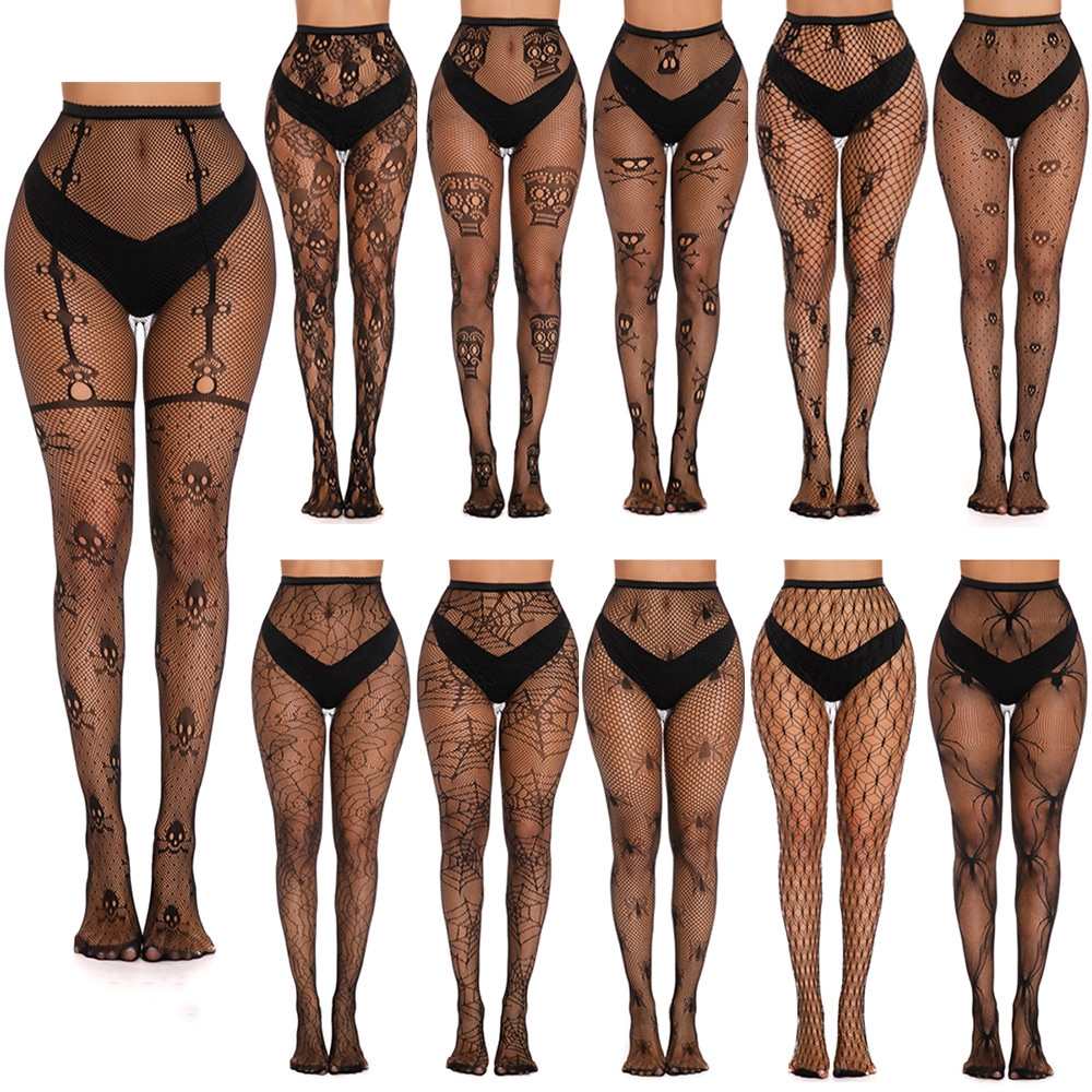 6116 Sexy Underwear Halloween Tights Stockings Skull Flower Stripes Star Spider Web Fishnet Pantyhose