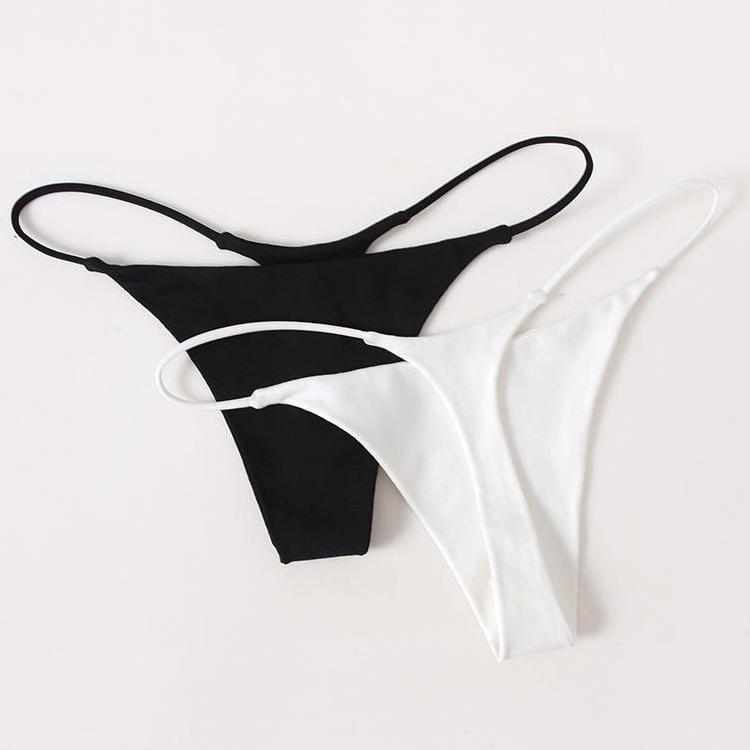 G010 Wholesale Breathable Solid Color Low-rise Double Layer Bikini Sexy Panty Women Underwear Thong