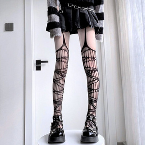 Fashion Girls Street Style Sexy Stockings Suspenders Fishnet Pantyhose Over Knee High Transparent Thigh Thin Tights