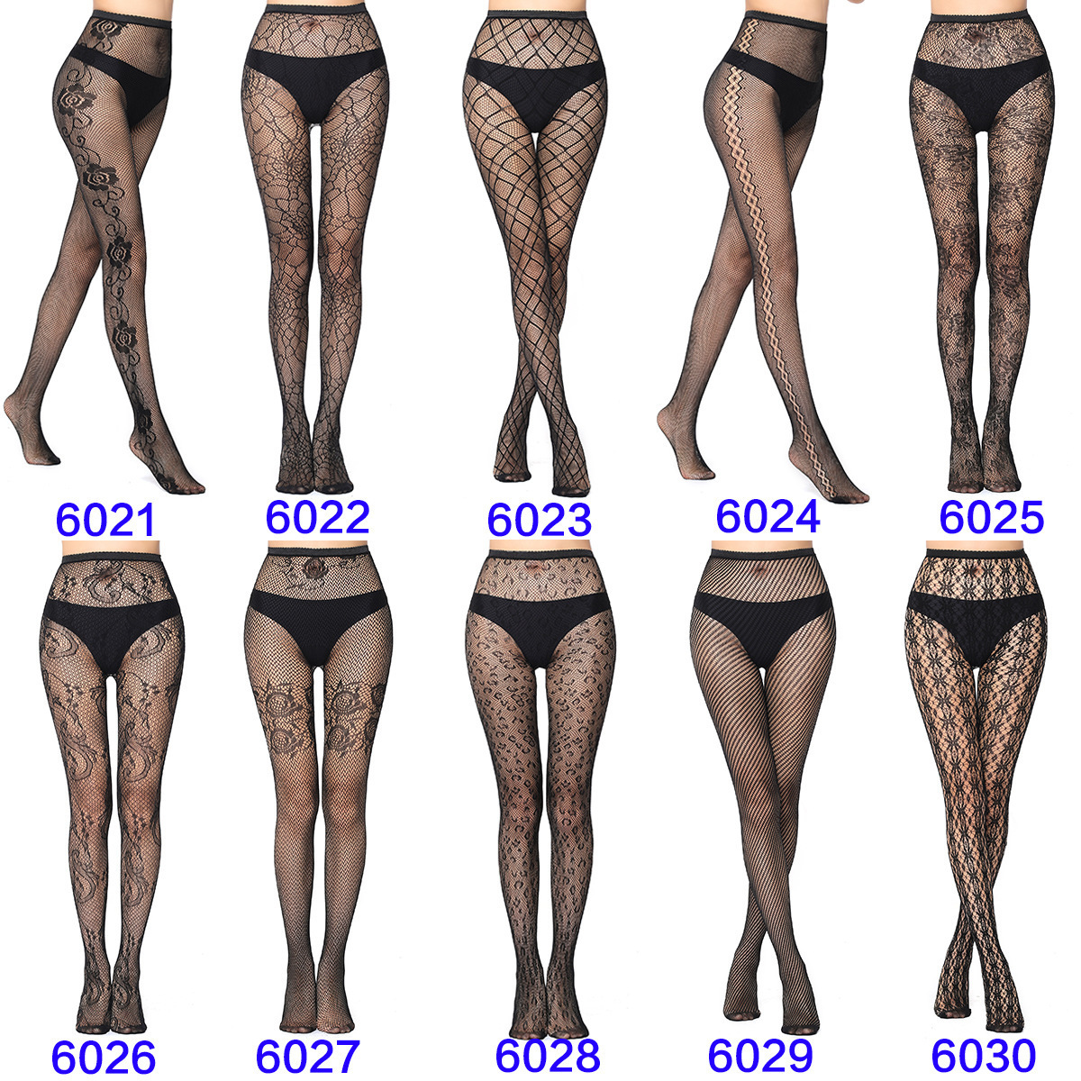 V6001 Women Underwear Skull Flower Stripes Star Cross Fishnet Mesh Fishnet  PantyhoseTights