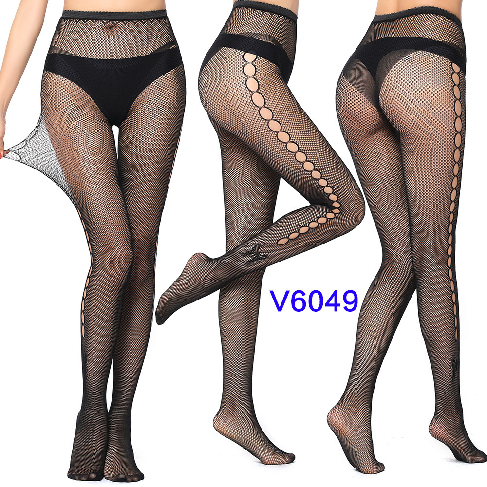 V6041 Women Erotic Underwear Halloween Skull Polka Dot Sun Flower Heart Fishnet  Fishnet Pantyhose